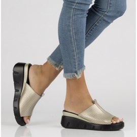 Bőr papucs Filippo DK3594 / 22 Go golden aranysárga 1