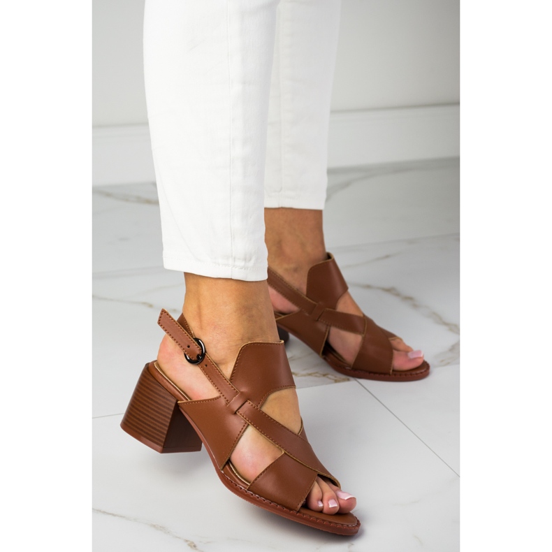 Bőr magas sarkú szandál LA.FI barna 1