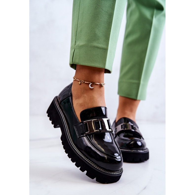 S.Barski Lakkozott bőr cipő fekete Corine színben 2