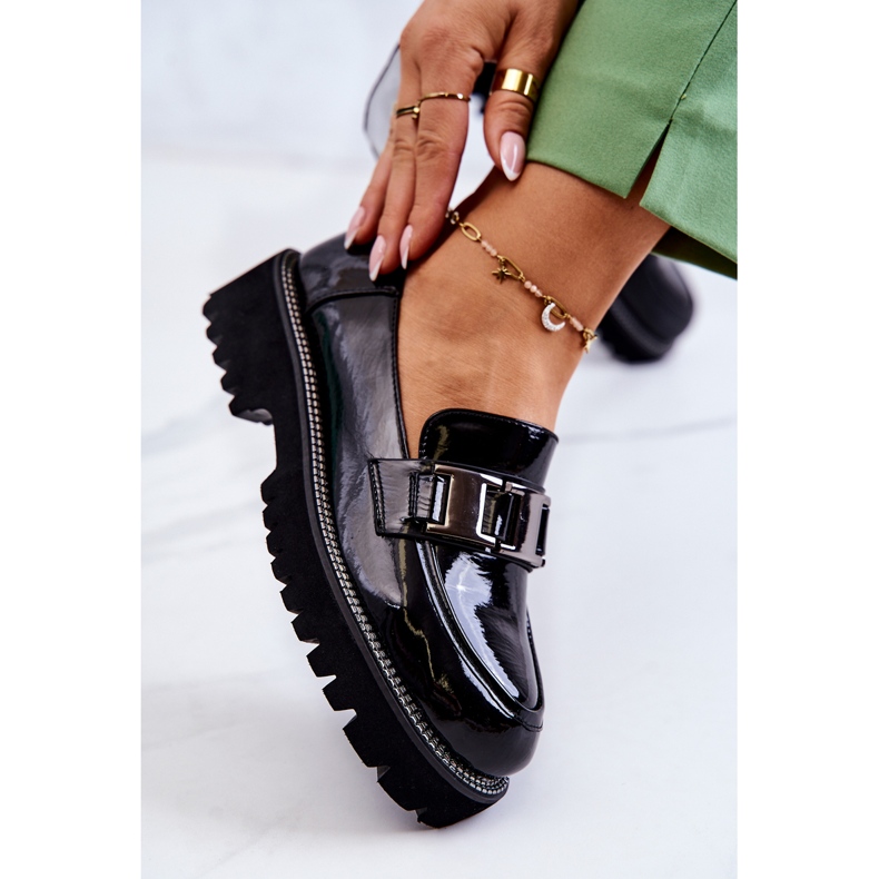 S.Barski Lakkozott bőr cipő fekete Corine színben 1