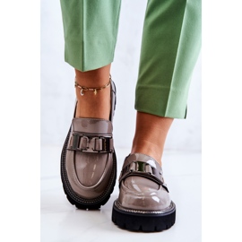 S.Barski Lakkozott bőr cipő szürke Corine 2