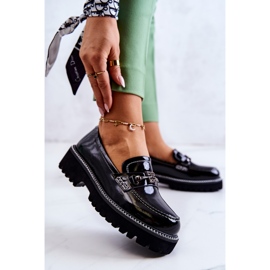 S.Barski Lakkbőr cipő fekete Adison díszítéssel 1