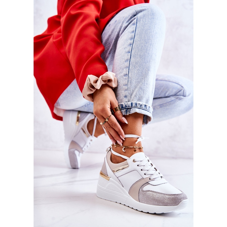 S.Barski Bőr sportcipő fehér és szürke Rayana éken 1