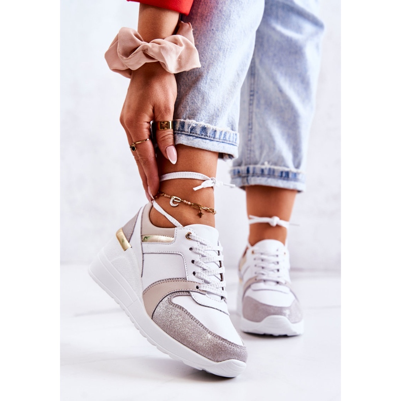 S.Barski Bőr sportcipő fehér és szürke Rayana éken 2