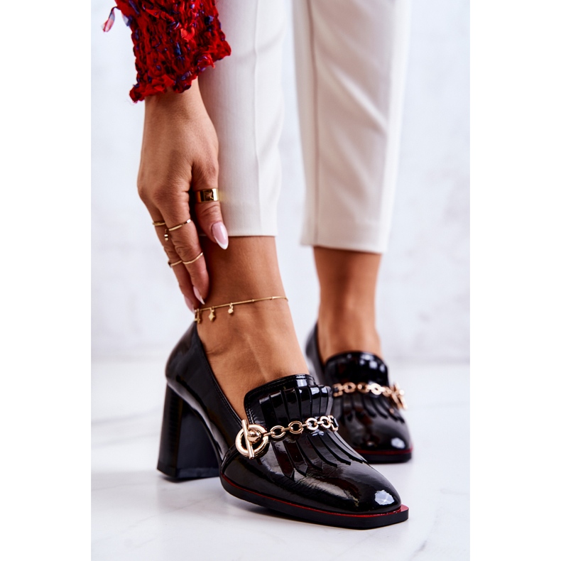 S.Barski Lakkozott divatos fekete Jenice szivattyúk 1