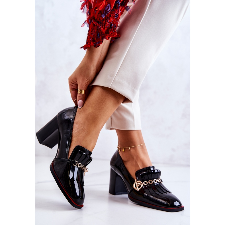 S.Barski Lakkozott divatos fekete Jenice szivattyúk 2