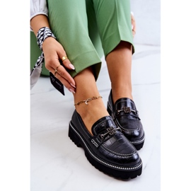 S.Barski Bőr kígyócipő fekete Adison díszítéssel 1