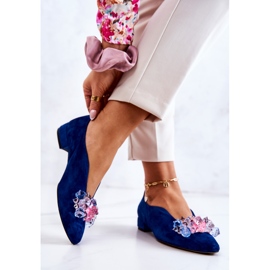 PA2 Elegáns velúr cipő sötétkék McQueen díszítéssel 2