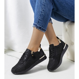 Fekete Ancaster bőr tornacipő aranysárga 1