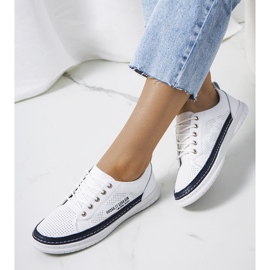 Valeska fehér bőr tornacipő sötétkék 1