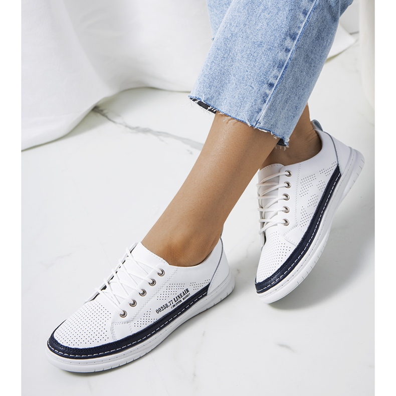 Valeska fehér bőr tornacipő sötétkék 1