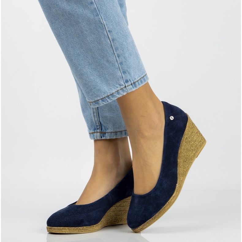 Bőr cipő Filippo DP1328 / 20 Nv sötétkék sárga 2