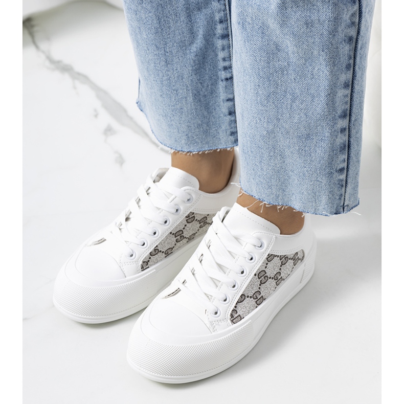 Fehér tornacipő a Birkett platformon szürke 1