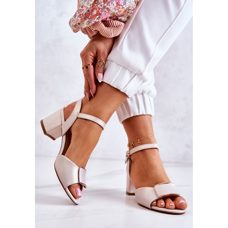 Sergio Leone Öko-bőr magas sarkú bézs 2