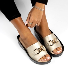 Bőr papucs Filippo DK3590 / 22 Go golden aranysárga 3