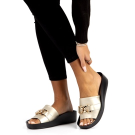 Bőr papucs Filippo DK3590 / 22 Go golden aranysárga 2