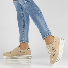 Bőr tornacipő Filippo DP3682 / 22 Legyen bézs 2