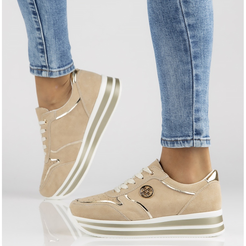 Bőr tornacipő Filippo DP3682 / 22 Legyen bézs 1