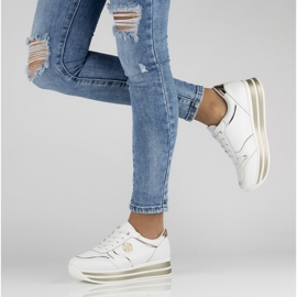 Bőr tornacipő Filippo DP3682 / 22 Wh fehér 1