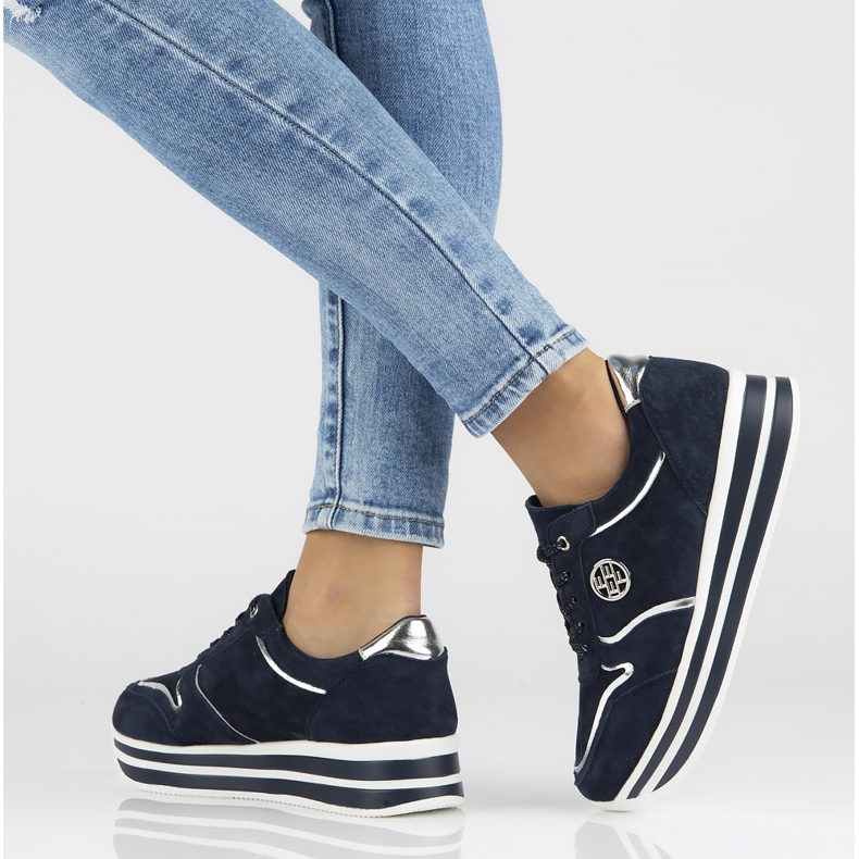 Bőr tornacipő Filippo DP3682 / 22 Nv sötétkék 1