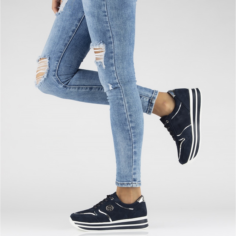 Bőr tornacipő Filippo DP3682 / 22 Nv sötétkék 2