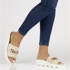 Bőr papucs Filippo DK3597 / 22 Legyen bézs 1