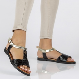 Filippo DS2099 / 22 Bk fekete szandál aranysárga 2