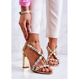 S.Barski Női magassarkú szandál Lu Boo Golden 8258-1 Vernee aranysárga 2