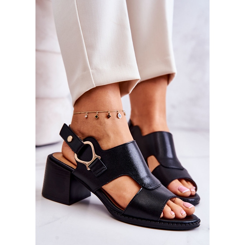 Bőr magassarkú szandál La.Fi fekete Leratto 1