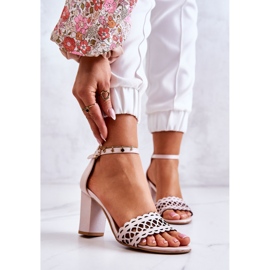 Lewski Shoes Bőr szandál áttört Lewski 2869 Pearl Pink bézs rózsaszín 1