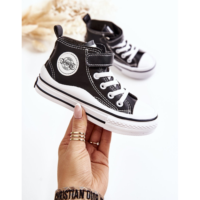 Gyermek bőr tornacipő fekete Bruni tépőzárral 1