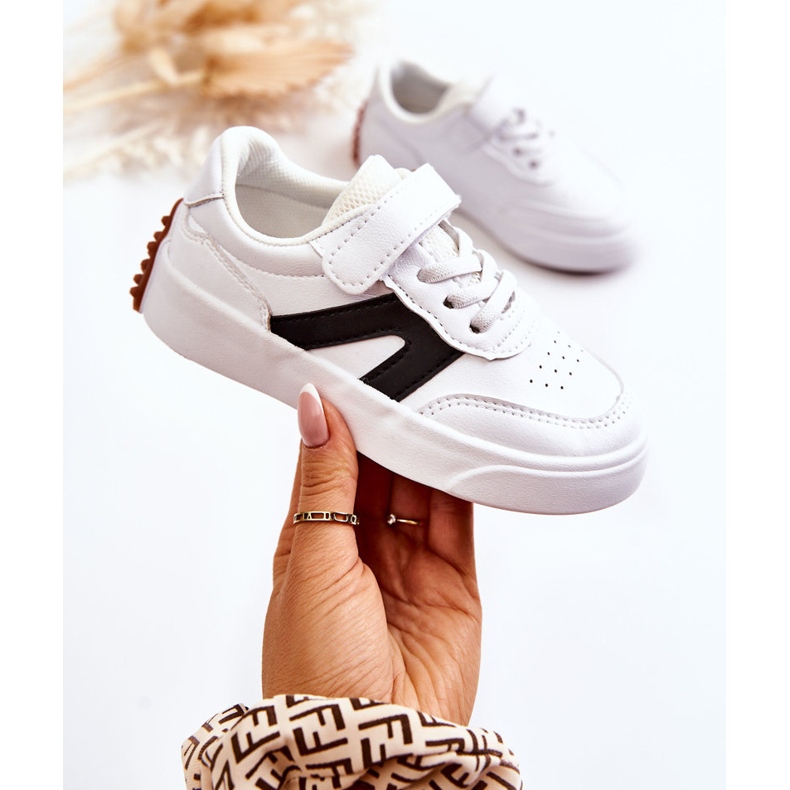 Gyermek bőr alacsony sportcipő fekete-fehér Jessie 1