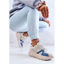 Női tornacipő Memory Foam Big Star JJ274600 bézs-kék fehér 2 Női tornacipő Memory Foam Big Star JJ274600 bézs-kék fehér 2