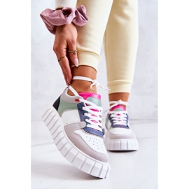 PS1 Női sport bőrcipők, fehér-szürke firenzei zöld 2