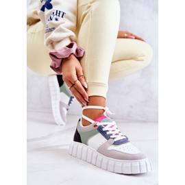 PS1 Női sport bőrcipők, fehér-szürke firenzei zöld 1