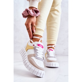 PS1 Női sport bőrcipők fehér és bézs firenzei színben sárga 1