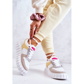 PS1 Női sport bőrcipők fehér és bézs firenzei színben sárga 2