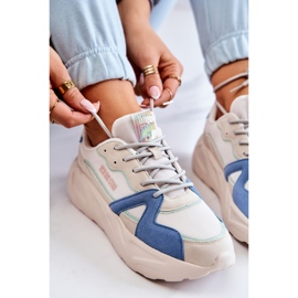 Női tornacipő Memory Foam Big Star JJ274600 bézs-kék fehér 1 Női tornacipő Memory Foam Big Star JJ274600 bézs-kék fehér 1