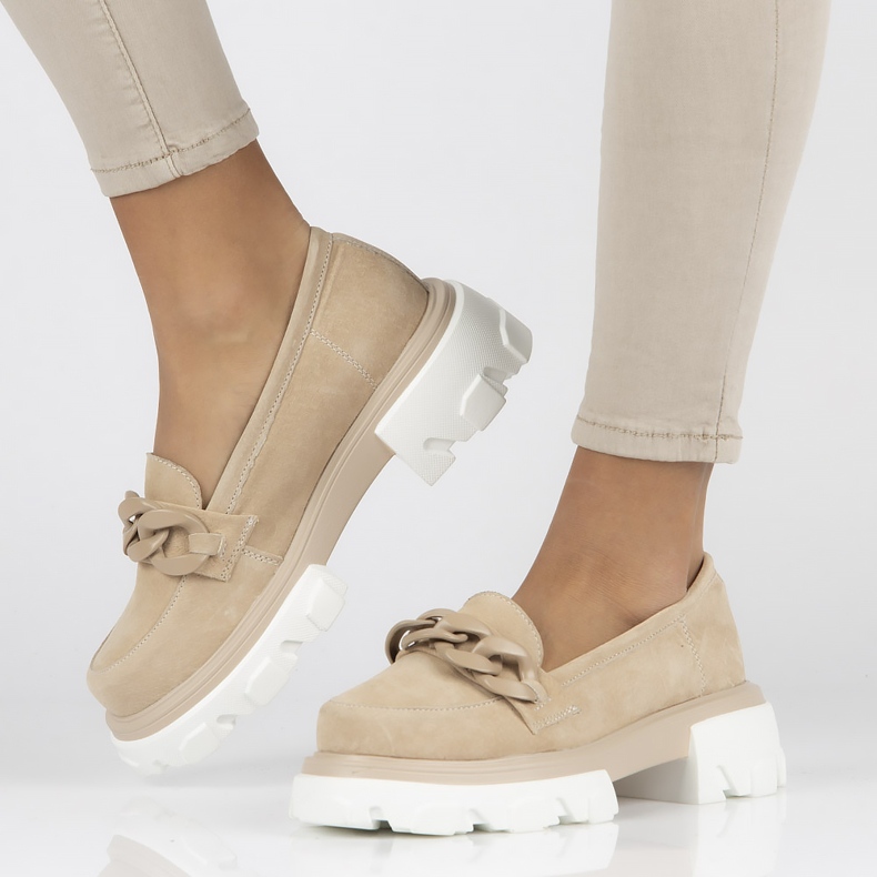 Bőr cipő Filippo DP3718 / 22 Legyen bézs 1