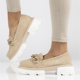 Bőr cipő Filippo DP3718 / 22 Legyen bézs 2