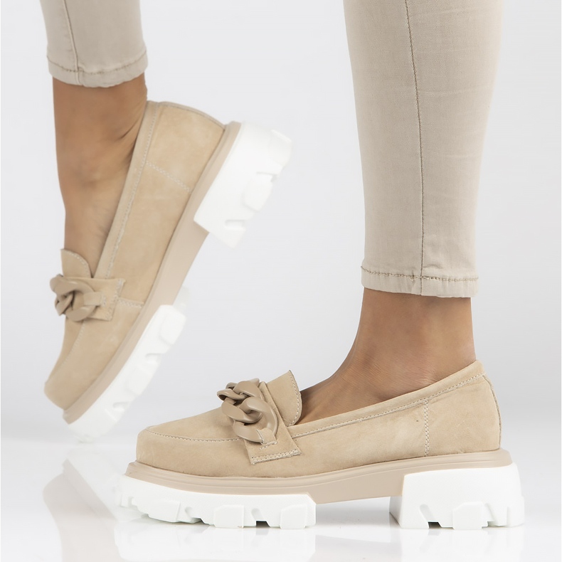 Bőr cipő Filippo DP3718 / 22 Legyen bézs 2