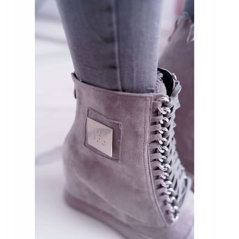 Női cipők Lu Boo láncokkal Velúr szürke Monica 3