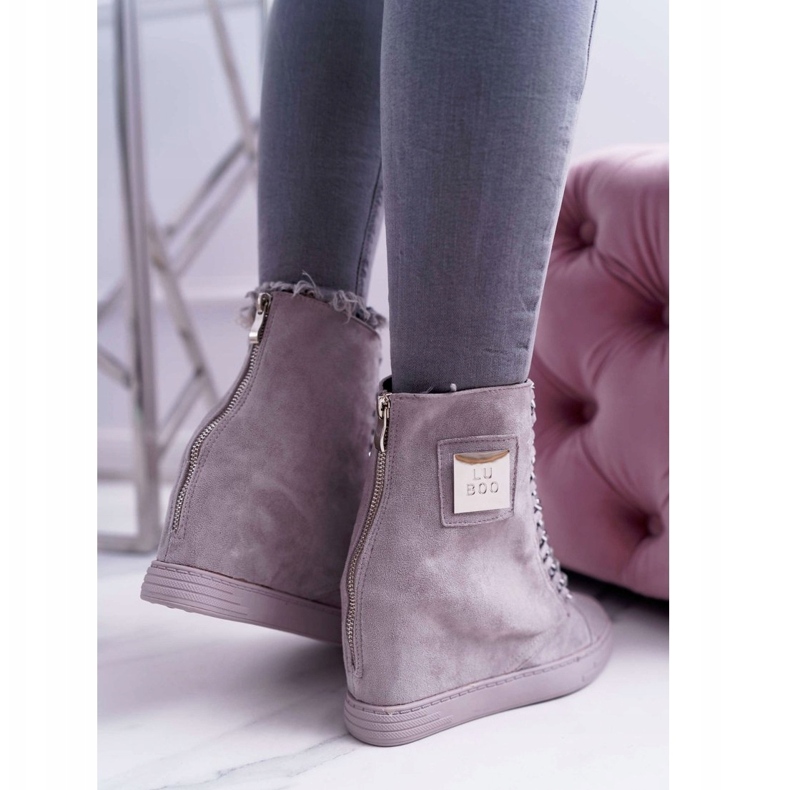 Női cipők Lu Boo láncokkal Velúr szürke Monica 4