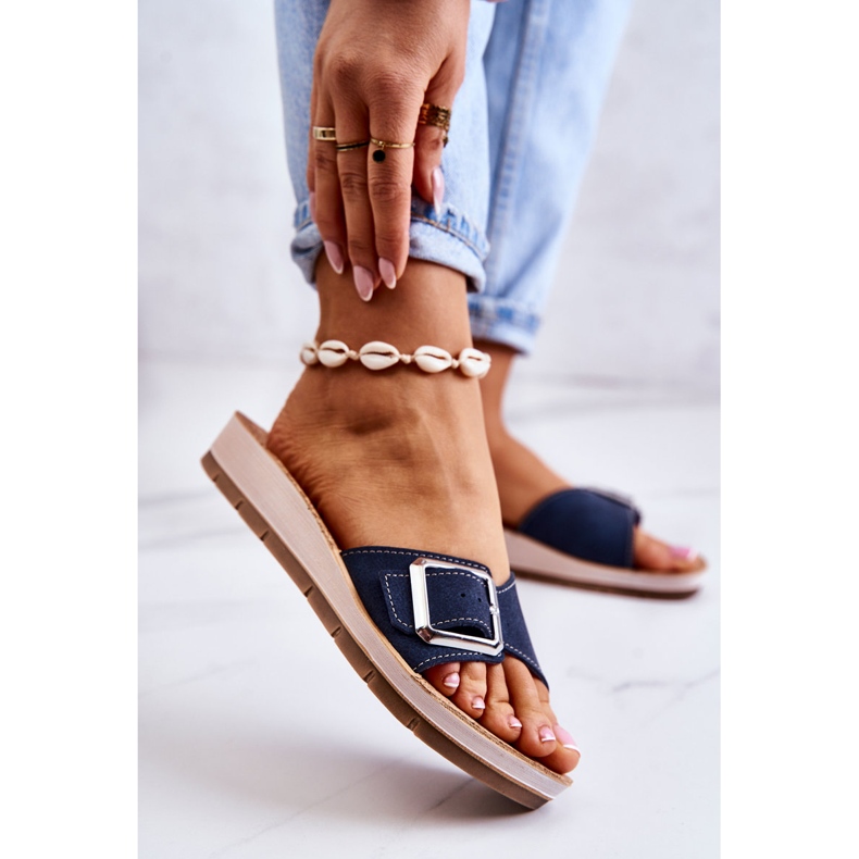 Divatos női papucs csattal Inblu CP000031 sötétkék 2