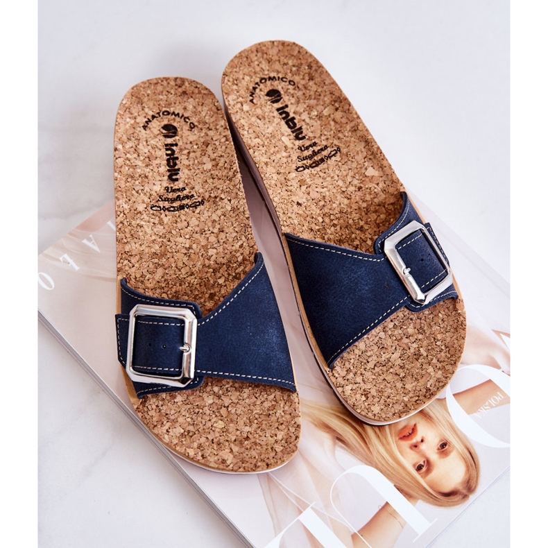 Divatos női papucs csattal Inblu CP000031 sötétkék 1