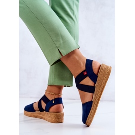 Női velúr Espadrilles Big Star JJ276037 sötétkék 1
