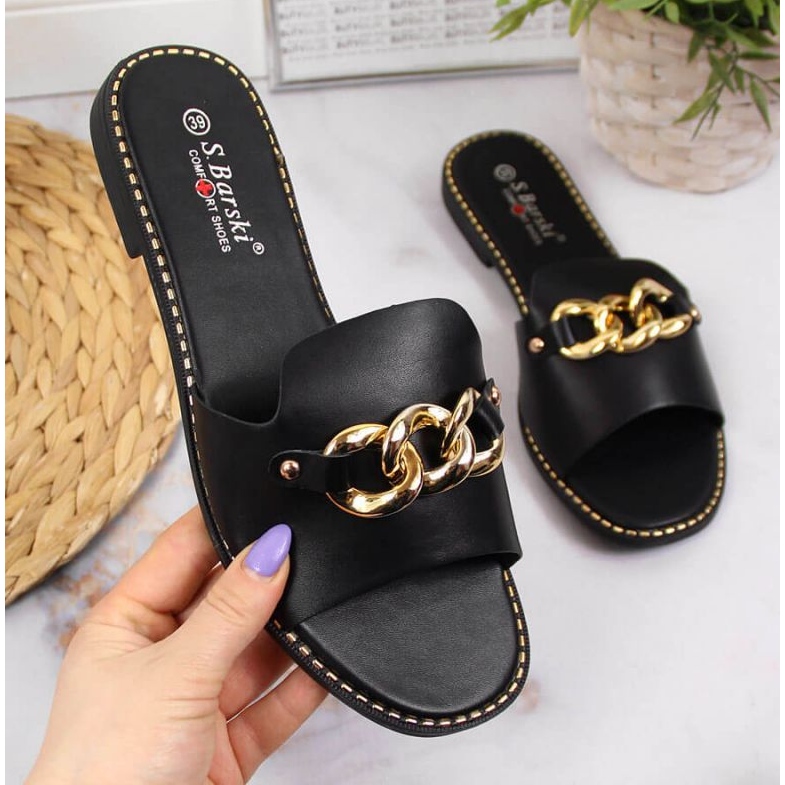 Fekete papucs lánccal W S. Barski 1