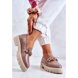 Női Brogues Cipők Arany Bőr Dekoráció Laura Messi 2383 Sötétbézs 2