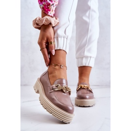 Női Brogues Cipők Arany Bőr Dekoráció Laura Messi 2383 Sötétbézs 1