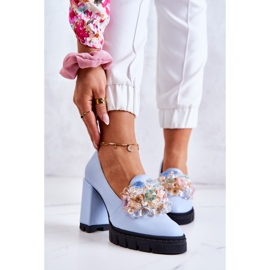 PA2 Elegáns szivattyúk sima kék katerine-dísszel 1